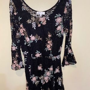 Black lace floral dress
